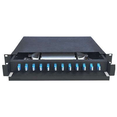 1U 12-portowy panel krosowy światłowodowy LC Duplex Skrzynka zaciskowa światłowodu
